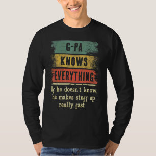 Mens G Pa Knows Everything Matching Family Father T-Shirt