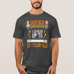 Mens Gamer Dadhood Leveled Up To 55 Year Old 55th T-Shirt