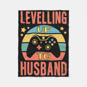 Mens Gamer Husband Leveling Up Wedding Engagement Fleece Blanket