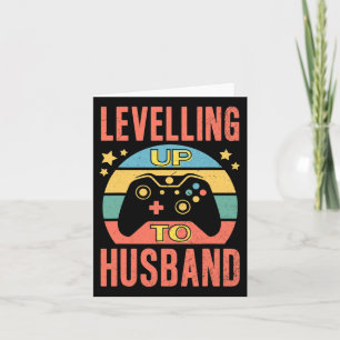 Mens Gamer Husband Levelling Up Wedding Engagement Card
