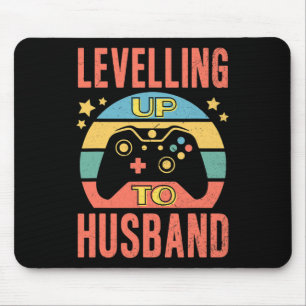 Mens Gamer Husband Levelling Up Wedding Engagement Mouse Pad