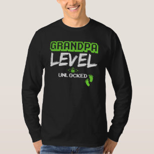 Mens Gaming Grandpa Level Unlocked Levelled Up Gra T-Shirt