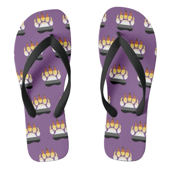Men's Gay Bear Paw Print Flag Flip Flops (Footbed)