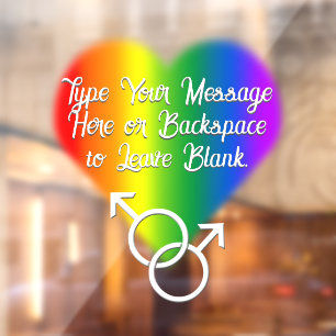 Men's Gay Pride Decal Rainbow Love Window Cling