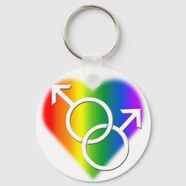 Men's Gay Pride Keychain Rainbow Love Keychain (Front)