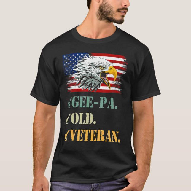 Mens Gee Pa Old Veteran American Eagle Flag Cool M T-Shirt (Front)