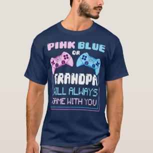 Mens Gender Reveal Gaming Pink Or Blue Grandpa Wil T-Shirt