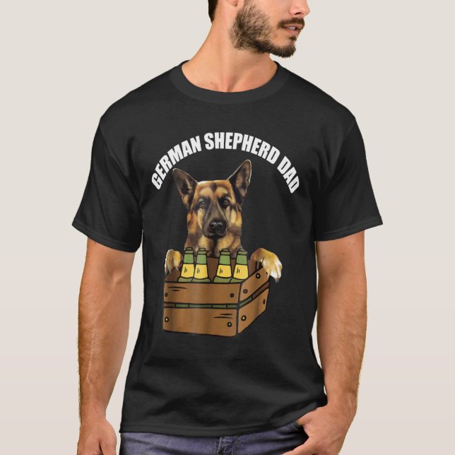 Mens German Shepherd Dad  Beer Drinking Dog Dad T-Shirt (Front)