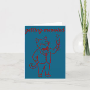 Mens getting meowied funny cat wedding bride groom card