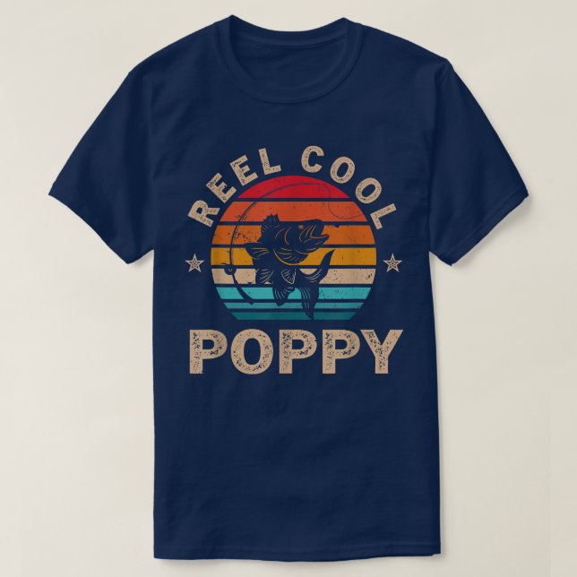 Mens Gift For Fathers Day Tee  Reel Cool Poppy Fis (Design Front)