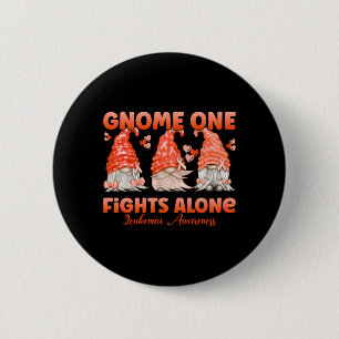 Mens Gnome One Fights Alone Orange _ Leukaemia 2 Inch Round Button