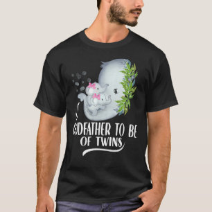 Mens Godfather To Be Of Twins Baby Girls Elephant T-Shirt