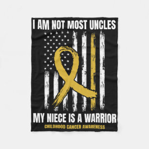 Mens Gold Childhood Cancer Awareness Niece Uncle A Fleece Blanket