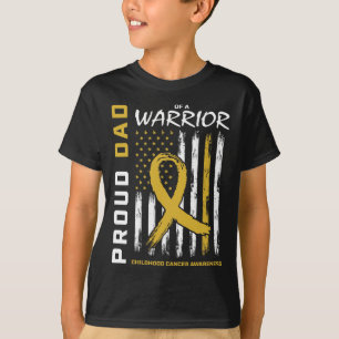 Mens Gold Proud Dad Childhood Cancer Awareness Men T-Shirt