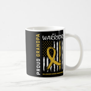 Mens Gold Proud Grandpa Childhood Cancer Awareness Coffee Mug