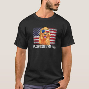 Mens  Golden Retriever Dad American Flag Father's  T-Shirt