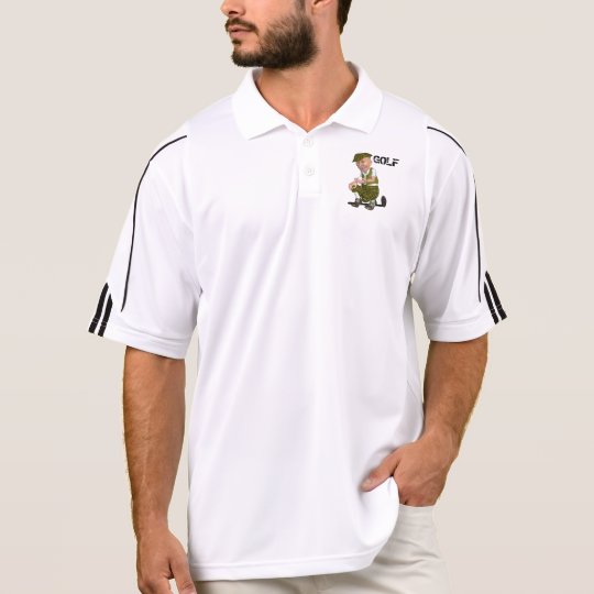 Men's Golf Adidas Polo Shirt With Cartoon Golfer