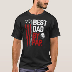 Mens Golf Best Dad By Par Daddy Golfer American Fl T-Shirt