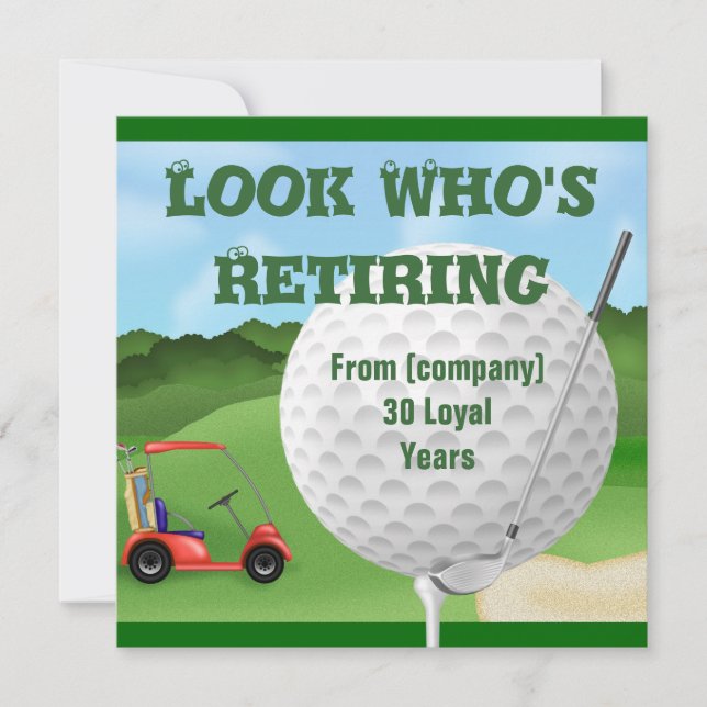Mens Golf  Retirement Invitations TEMPLATE (Front)