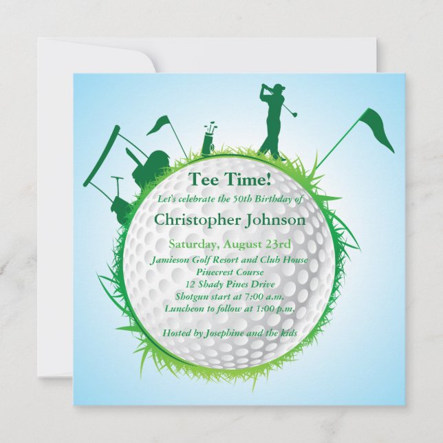 Mens Golfing 50th Birthday Party Invitation (Front)