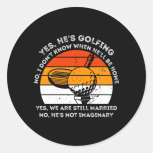 Mens Golfing Funny Retro Vintage Golf Performance Classic Round Sticker