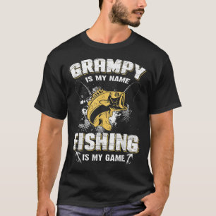 Mens Grampy Is My Name Fishing Is My Game Funny Fa T-Shirt