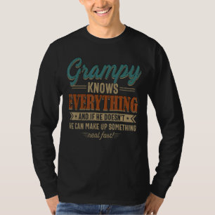 Mens Grampy Knows Everything Grandpa 60th For Fat T-Shirt