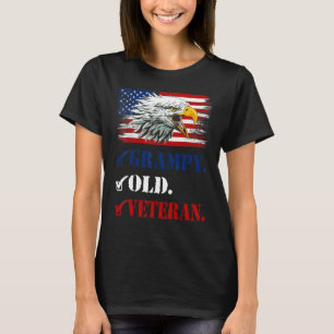 Mens Grampy Old Veteran American Eagle Flag Cool F T-Shirt