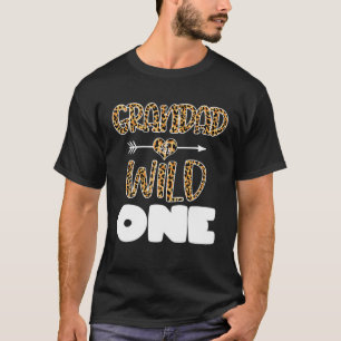Mens Grandad Of The Wild One Leopard Print 1St Bir T-Shirt