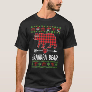 Mens Grandpa Bear Santa Red Plaid Family Pyjamas F T-Shirt