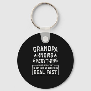Mens grandpa knows everything funny vintage keychain