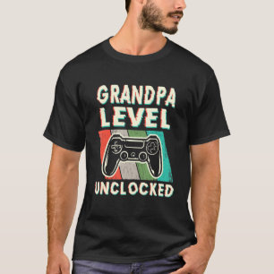 Mens Grandpa Level Unlocked Levelled Up To Grandpa T-Shirt