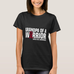 Mens Grandpa of a Warrior Burgundy Ribbon Sickle C T-Shirt