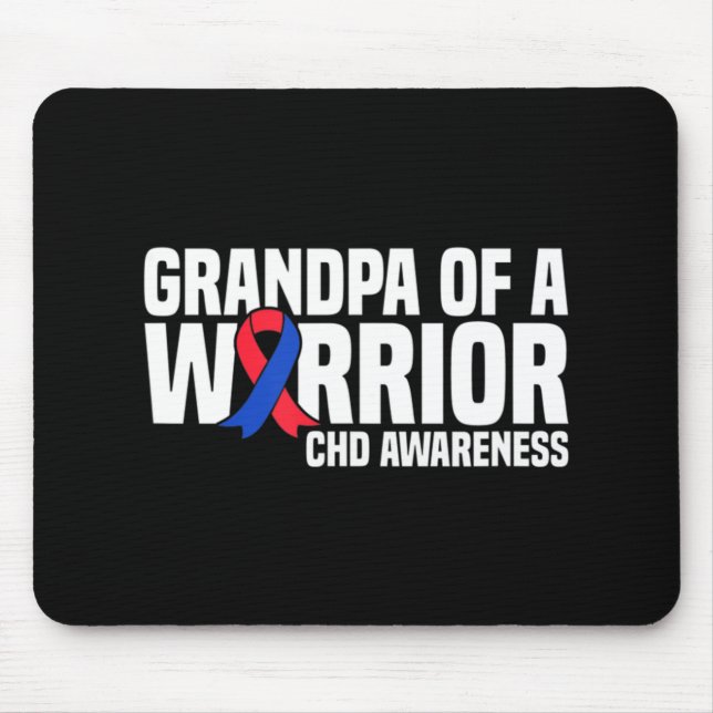 Mens Grandpa of a Warrior CHD Congenital Heart Dis Mouse Pad (Front)