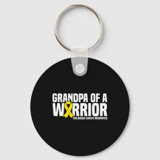 Mens Grandpa of a Warrior Ribbon Childhood Cancer  Keychain