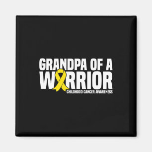 Mens Grandpa Of A Warrior Ribbon Childhood Cancer Magnet