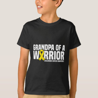 Mens Grandpa of a Warrior Ribbon Childhood Cancer  T-Shirt