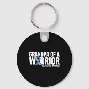 Mens Grandpa Of A Warrior Type 1 Diabetes Awarenes Keychain