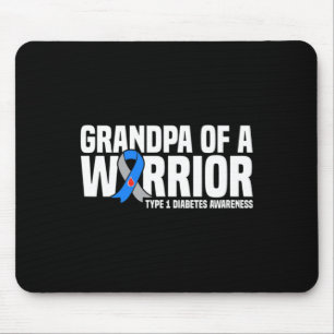 Mens Grandpa Of A Warrior Type 1 Diabetes Awarenes Mouse Pad