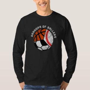 Mens Grandpa Of Ballers Baseball Soccer Basketbal T-Shirt