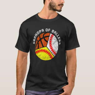 Mens Grandpa Of Ballers Baseball Softball Basket T-Shirt