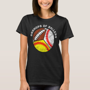 Mens Grandpa Of Ballers Baseball Softball Footba T-Shirt