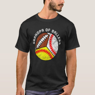 Mens Grandpa Of Ballers Baseball Softball Footba T-Shirt