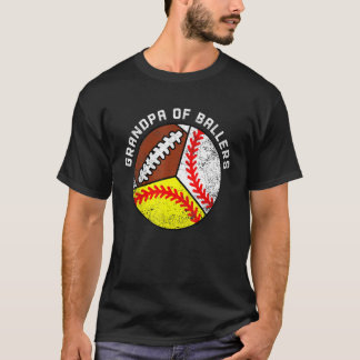 Mens Grandpa Of Ballers   Baseball Softball Footba T-Shirt