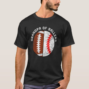 Mens Grandpa Of Ballers Football Baseball Grandp T-Shirt