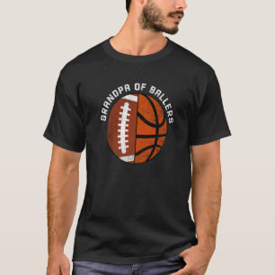 Mens Grandpa Of Ballers Football Basketball Grand T-Shirt