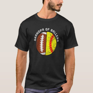 Mens Grandpa Of Ballers Football Softball Grandpa T-Shirt