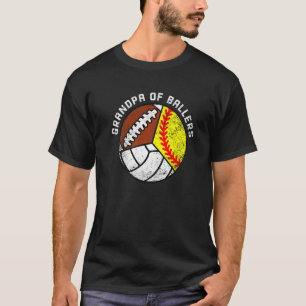 Mens Grandpa Of Ballers Softball Volleyball Footb T-Shirt