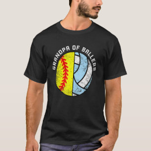 Mens Grandpa Of Ballers Softball Volleyball Gran T-Shirt