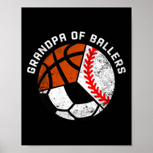 Mens Grandpa Of Byllers Fun Bysebyll Soccer Bysket Poster